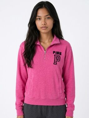 VICTORIA’S SECRET PINK | 1/4 Zip Fuschia Pink Sweatshirt Women’s Size Small